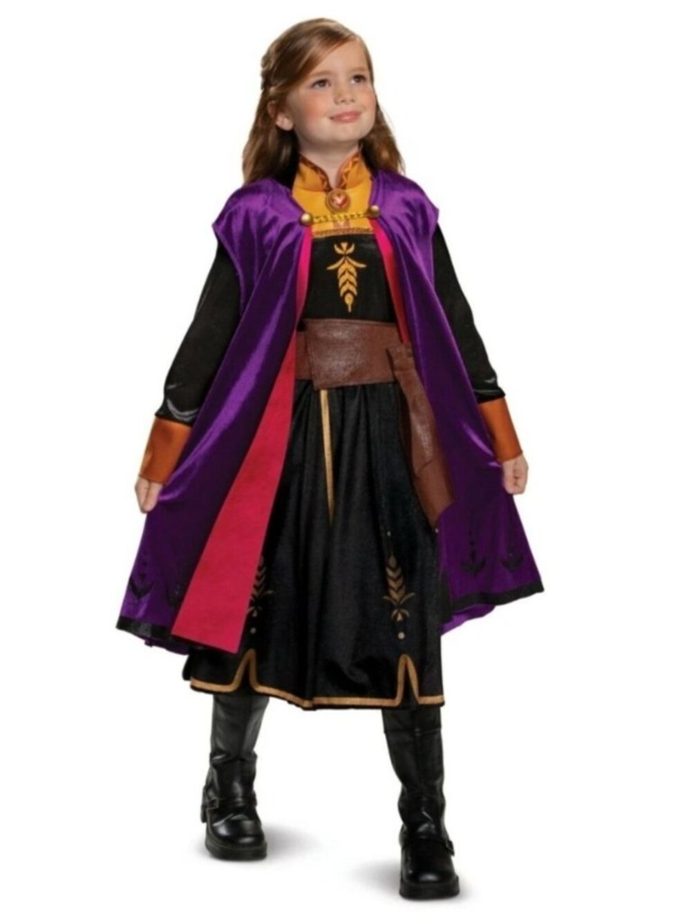 Disney Frozen II Anna Deluxe Girls Costume S 4-6 Dress Cloak Belt Halloween Cost